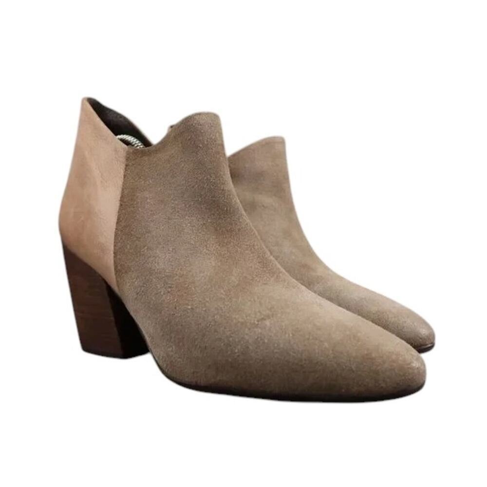 Diba True Shoes Womens 9.5 Booties Block Heel Fashion Leather Zip Brown Classic